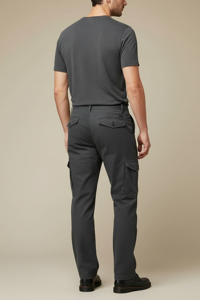 Pantalon Cargo Homme Anthracite Droit Toile - Gris - vue 2