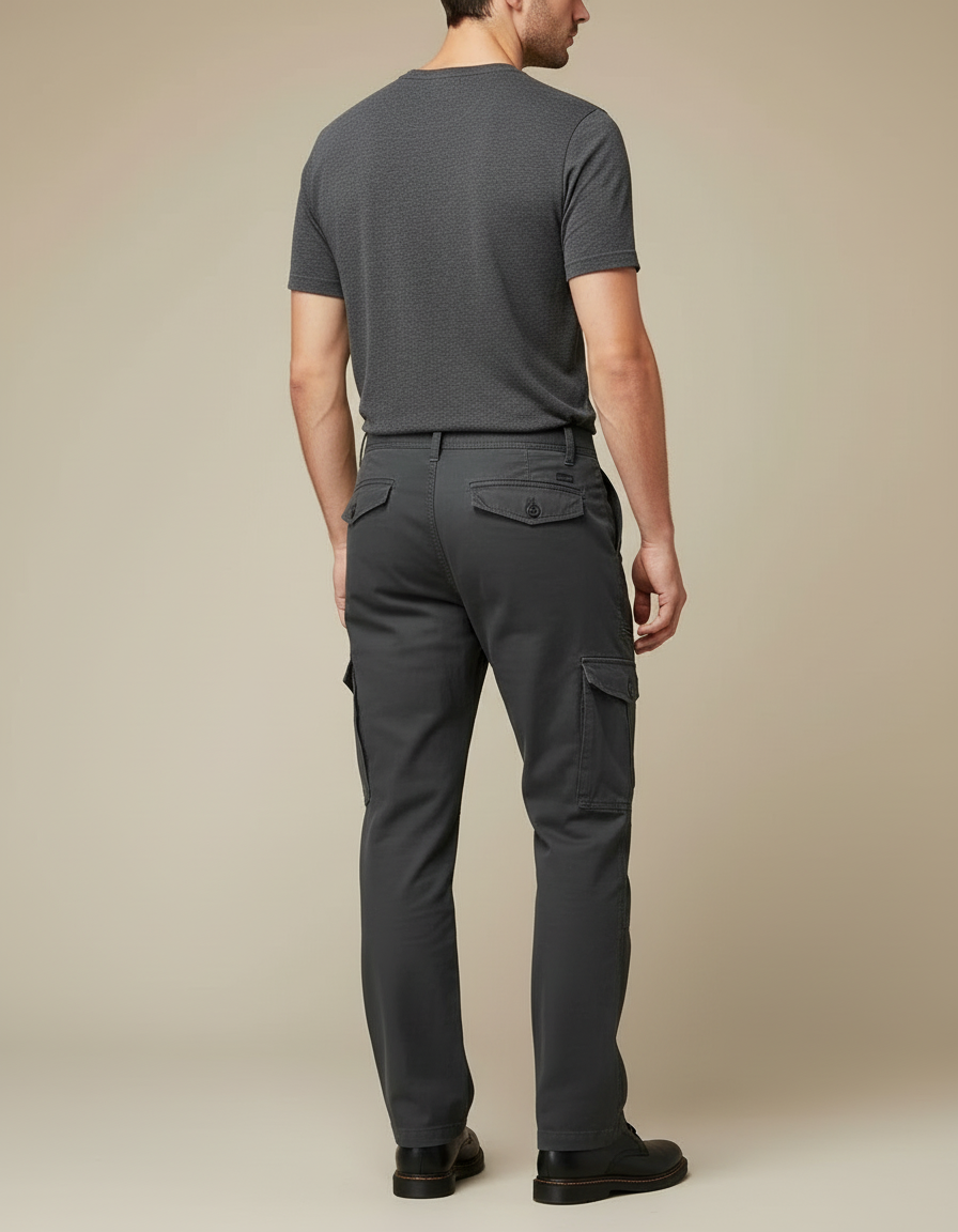 Pantalon Cargo Homme Anthracite Droit Toile - Gris - vue 2