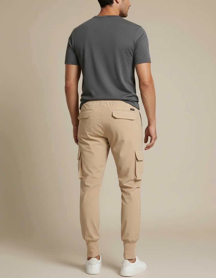 Pantalon Cargo Beige Slim Extensible Décontracté Homme - Polyester - vue 2
