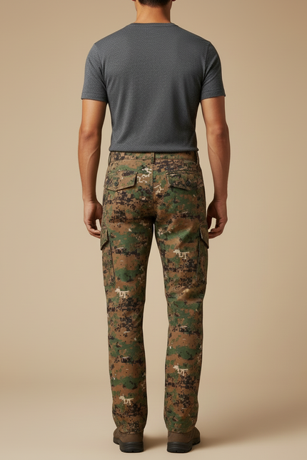 Pantalon Cargo Camouflage Digital Militaire Multipoches Homme - Multicolore Toile - vue 2