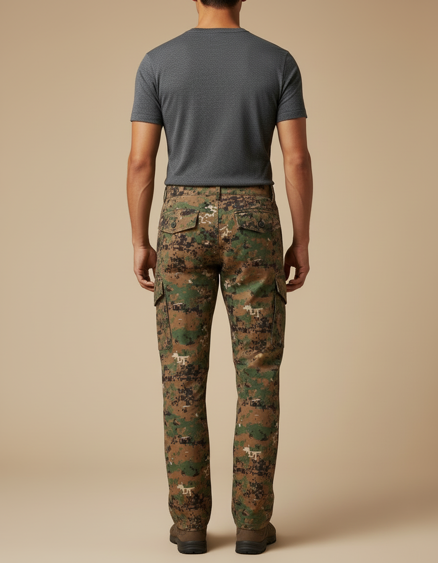 Pantalon Cargo Camouflage Digital Militaire Multipoches Homme - Multicolore Toile - vue 2