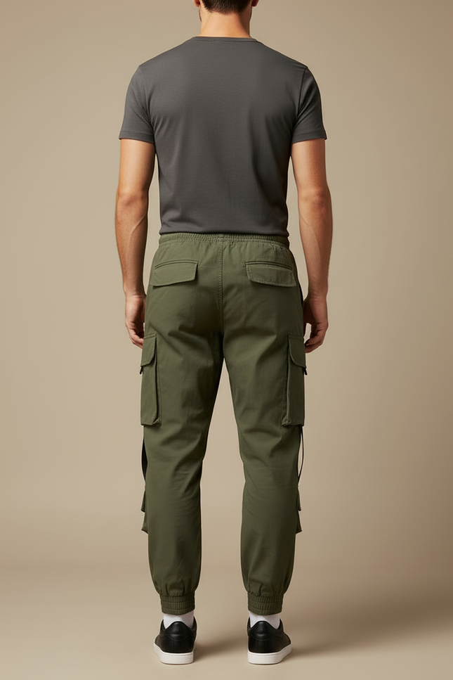 Pantalon Cargo Vert Kaki Ample Jogger Homme - Polyester - vue 2