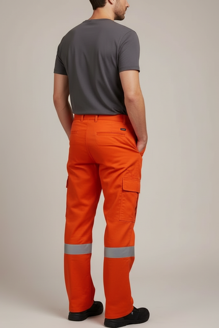 Pantalon Cargo Orange Réfléchissant Coton Ample Homme - vue 2
