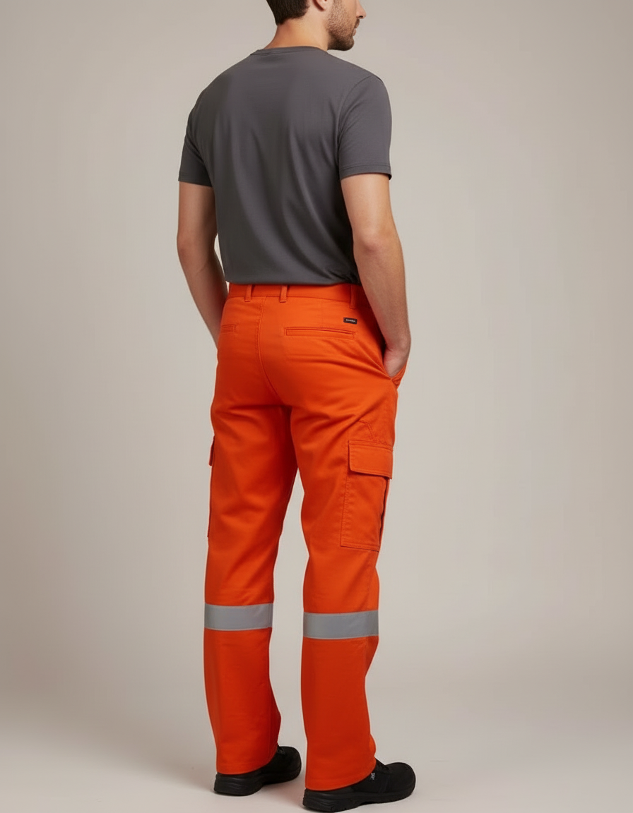 Pantalon Cargo Orange Réfléchissant Coton Ample Homme - vue 2