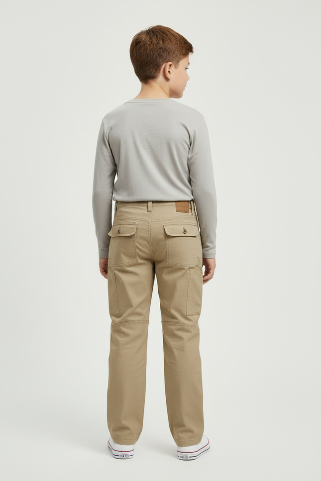 Pantalon Cargo Beige Enfant Multipoches Décontracté Durable - Toile - vue 2
