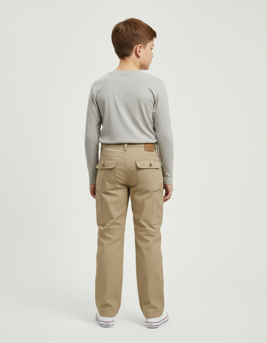 Pantalon Cargo Beige Enfant Multipoches Décontracté Durable - Toile - vue 2