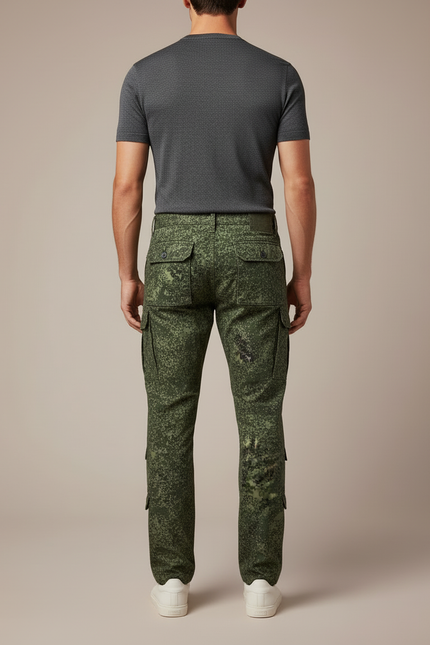 Pantalon Cargo Militaire Camouflage Homme Multipoches Décontracté - Vert Toile - vue 2