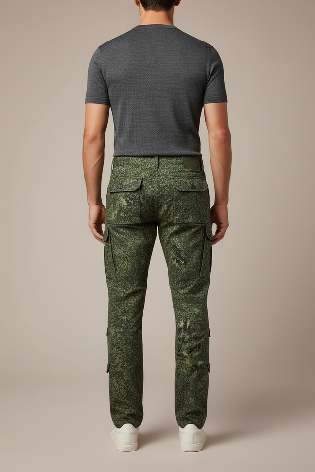Pantalon Cargo Militaire Camouflage Homme Multipoches Décontracté - Vert Toile - vue 2