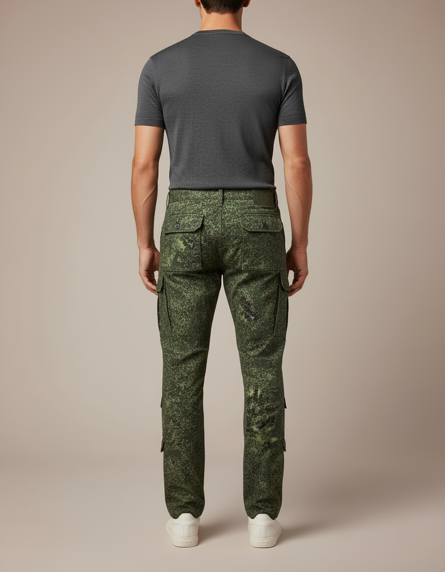 Pantalon Cargo Militaire Camouflage Homme Multipoches Décontracté - Vert Toile - vue 2