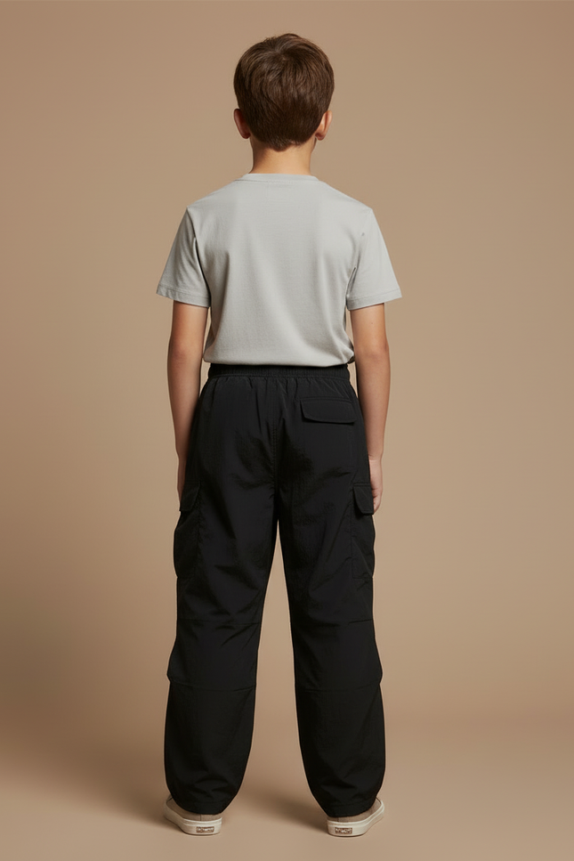 Pantalon Cargo Noir Enfant Décontracté Large - Polyester - vue 2