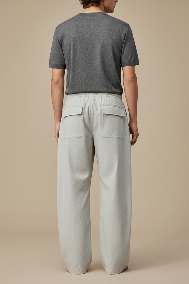 Pantalon Cargo Gris Ample Léger Décontracté Unisexe - Polyester - vue 2