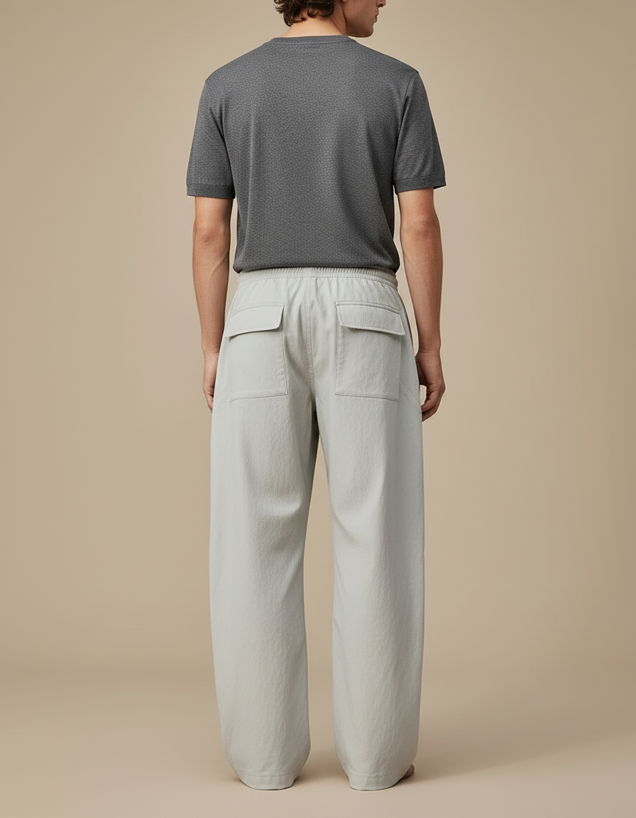 Pantalon Cargo Gris Ample Léger Décontracté Unisexe - Polyester - vue 2