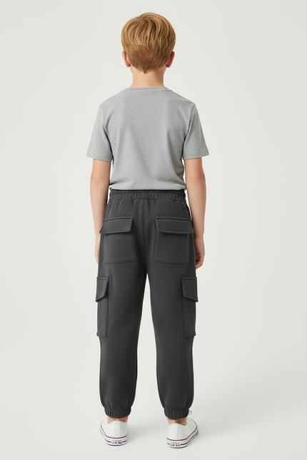 Pantalon Cargo Gris Chiné Ample Coton Décontracté - Molleton - vue 2