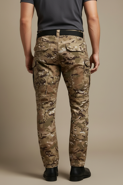Pantalon Cargo Camouflage Tactique Homme Multipoches Renforcé - Multicolore Toile - vue 2