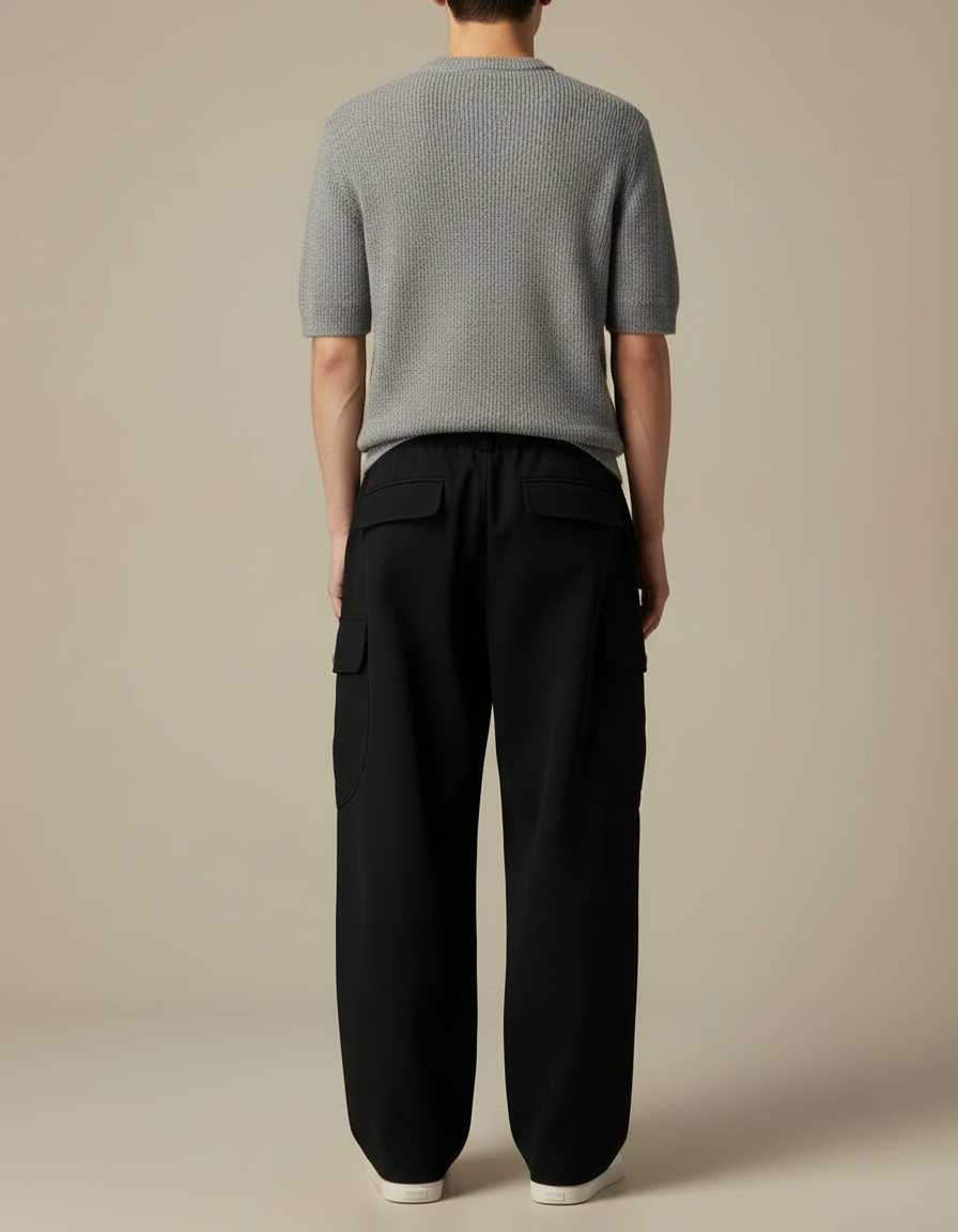 Pantalon Cargo Noir Large - Polyester - vue 2