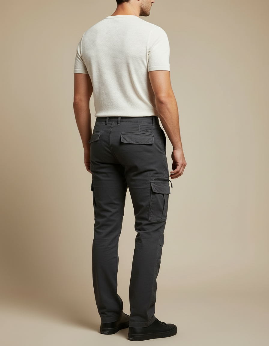 Pantalon Cargo Gris Coton Multipoches Décontracté Urbain - vue 2