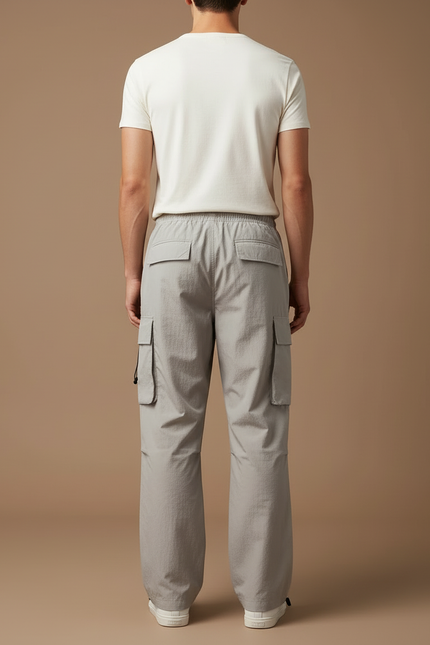 Pantalon Cargo Gris Ample Décontracté Léger Multi-Poches - Polyester - vue 2