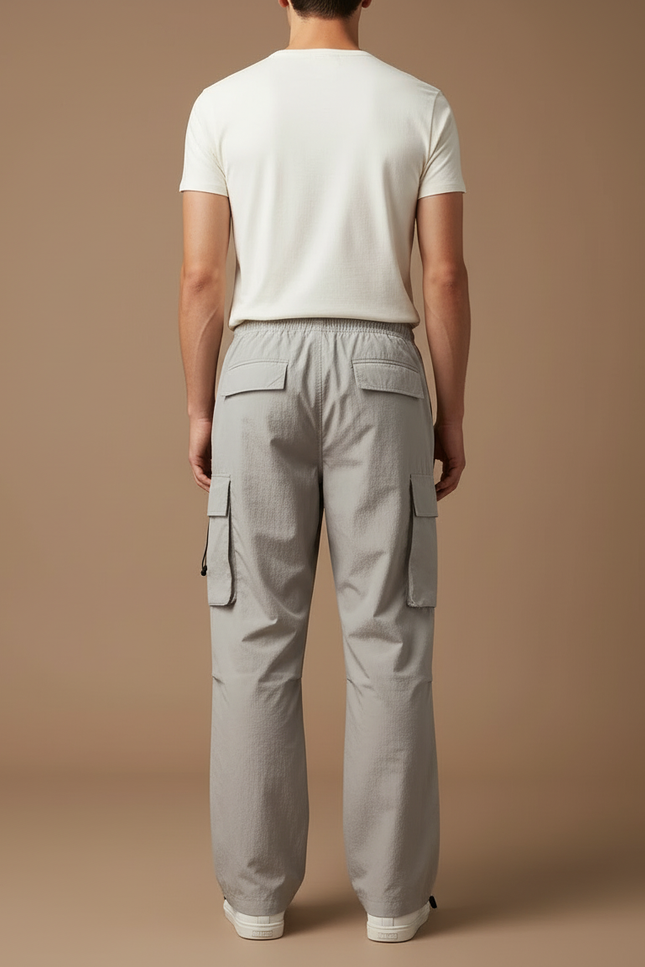 Pantalon Cargo Gris Ample Décontracté Léger Multi-Poches - Polyester - vue 2