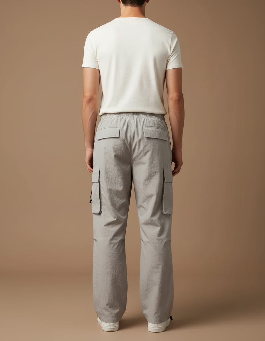 Pantalon Cargo Gris Ample Décontracté Léger Multi-Poches - Polyester - vue 2