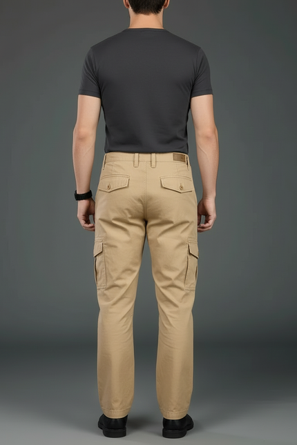Pantalon Cargo Beige Coton Multipoches Homme Décontracté - Toile - vue 2