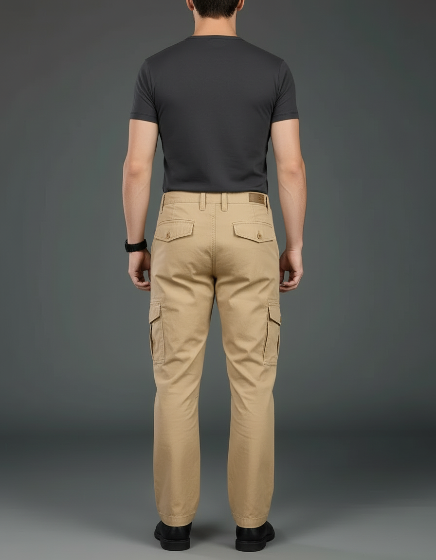 Pantalon Cargo Beige Coton Multipoches Homme Décontracté - Toile - vue 2
