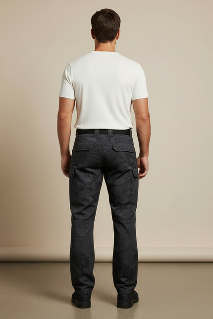 Pantalon Cargo Noir Tactique Multipoches Homme Urbain - Toile - vue 2
