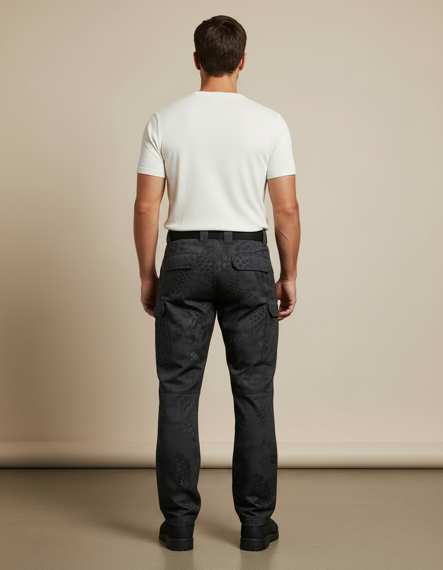 Pantalon Cargo Noir Tactique Multipoches Homme Urbain - Toile - vue 2