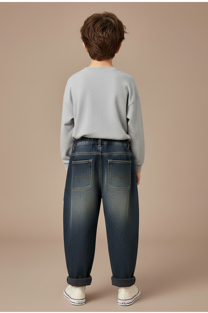 Pantalon Cargo Jean Ample Bleu Multipoches Garçon - vue 2