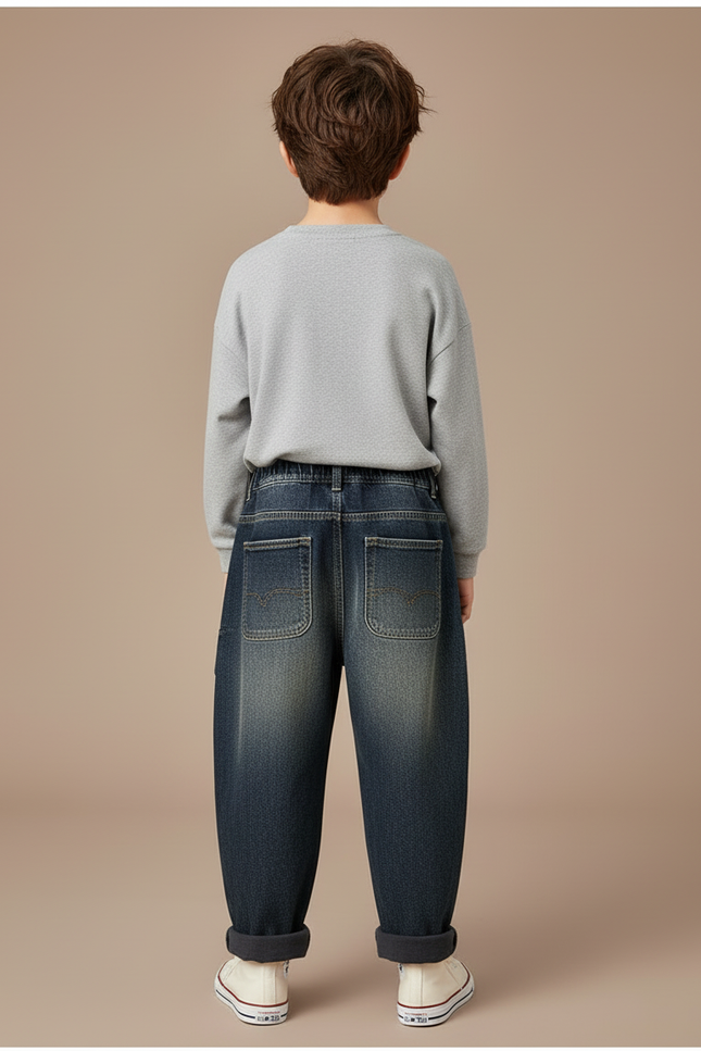 Pantalon Cargo Jean Ample Bleu Multipoches Garçon - vue 2