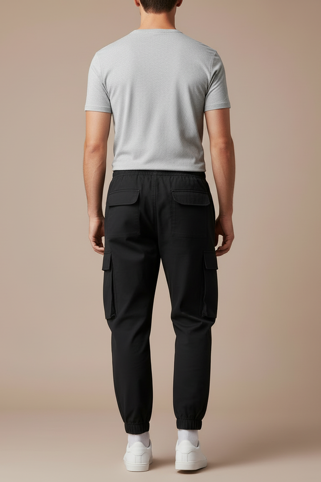 Pantalon Cargo Noir Homme Décontracté Ample Cordon - Coton - vue 2