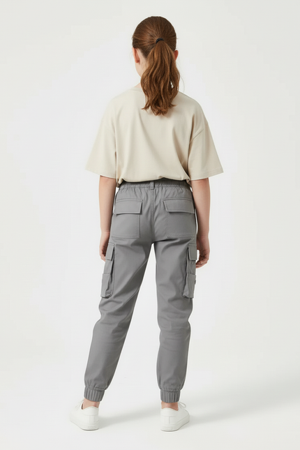 Pantalon Cargo Gris Ample Multipoches Enfant Décontracté - Toile - vue 2