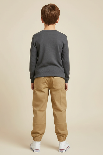 Pantalon Cargo Beige Enfant Coton Multipoches Décontracté - Toile - vue 2