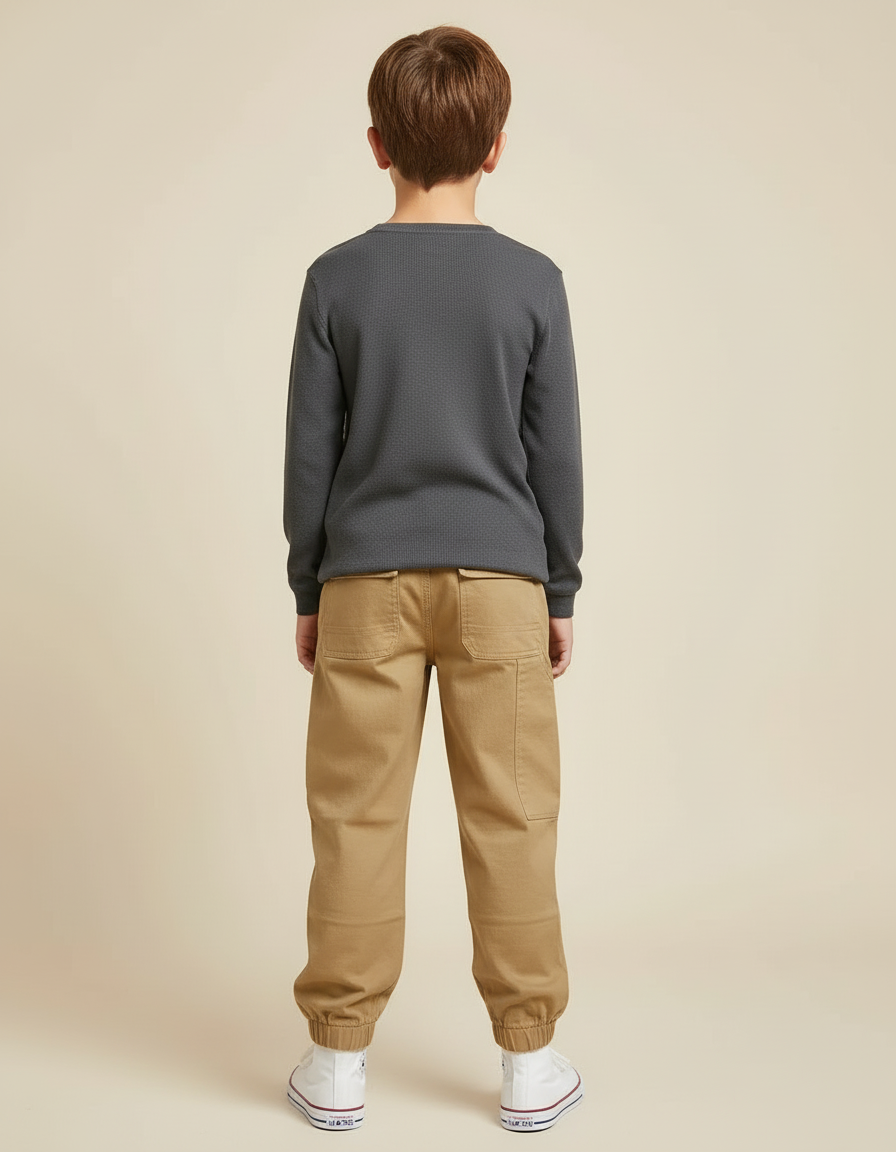 Pantalon Cargo Beige Enfant Coton Multipoches Décontracté - Toile - vue 2