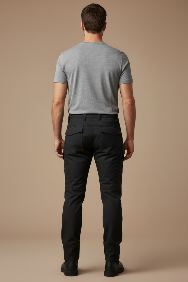 Pantalon Cargo Noir Homme Durable Multipoches Coupe Droite - Polyester - vue 2
