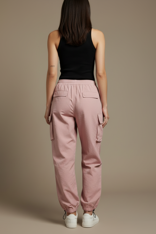 Pantalon Cargo Rose Ample Décontracté Fluide Femme - Coton - vue 2