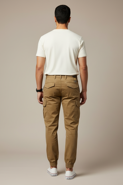 Pantalon Cargo Kaki Coton Jogger Multipoches Homme - vue 2