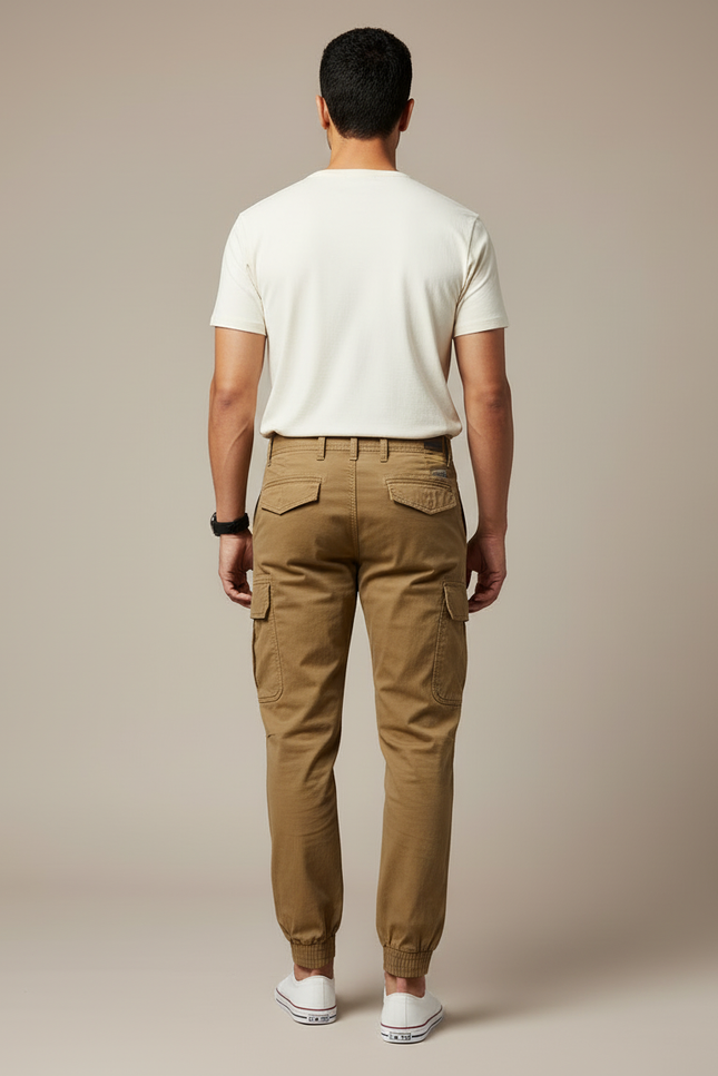 Pantalon Cargo Kaki Coton Jogger Multipoches Homme - vue 2