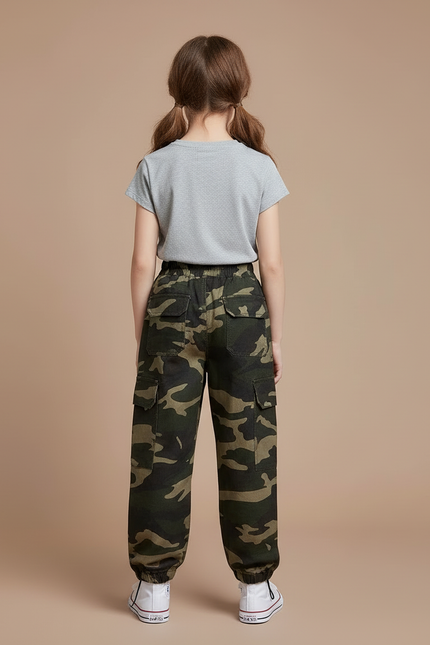 Pantalon Cargo Camouflage Ample Coton Streetwear Enfant - Imprimé - vue 2