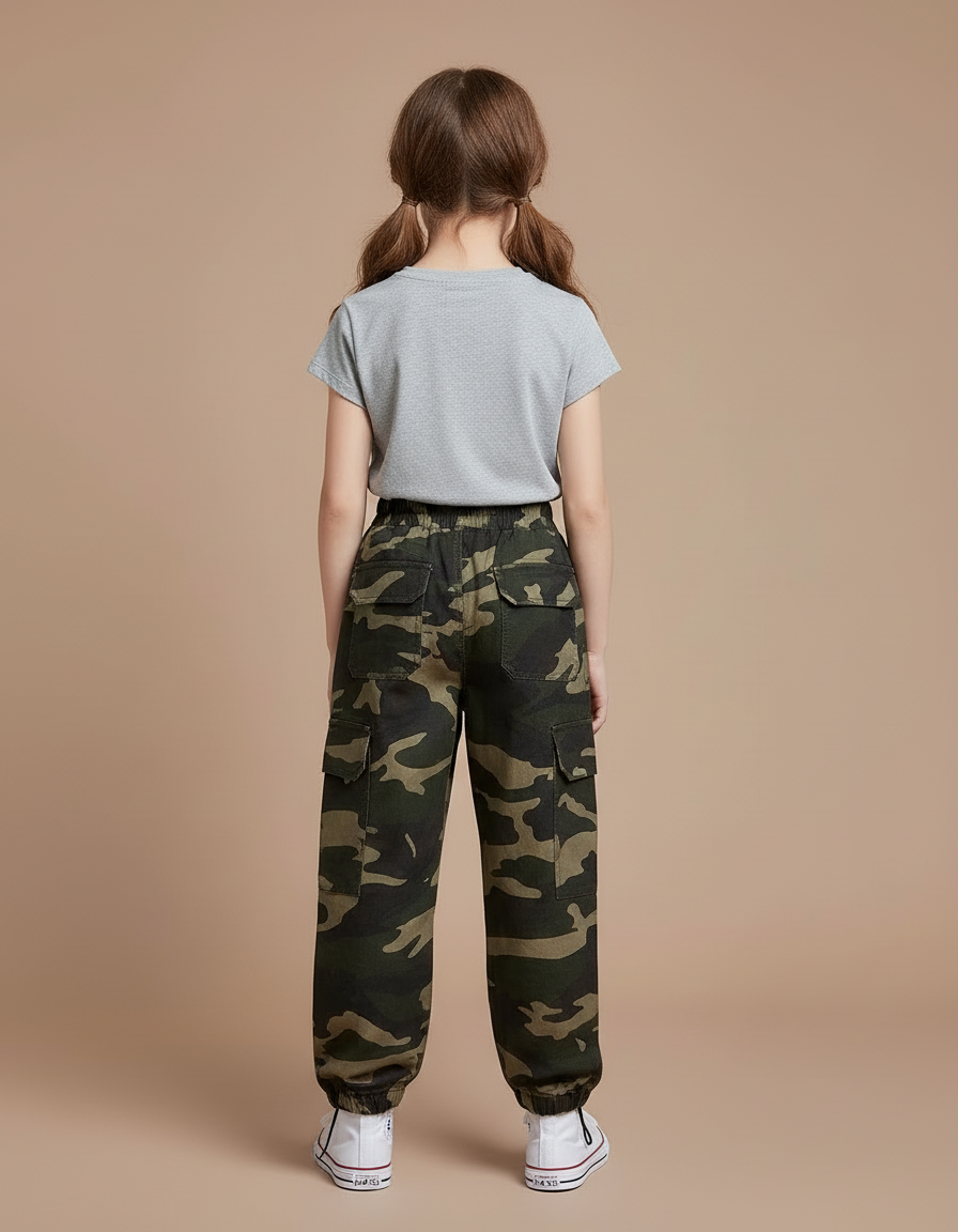 Pantalon Cargo Camouflage Ample Coton Streetwear Enfant - Imprimé - vue 2