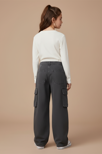 Pantalon Cargo Gris Ample Décontracté Multi-Poches - Jean - vue 2