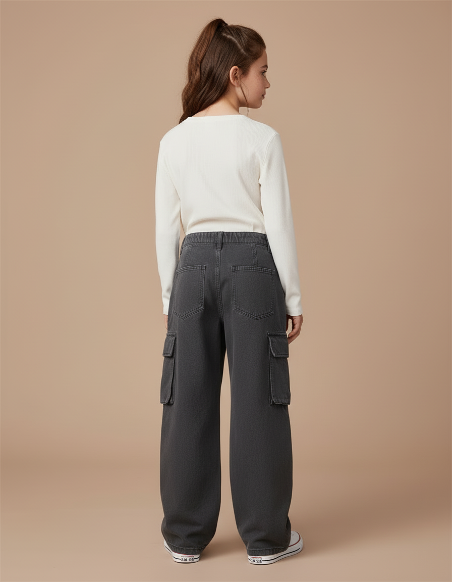 Pantalon Cargo Gris Ample Décontracté Multi-Poches - Jean - vue 2