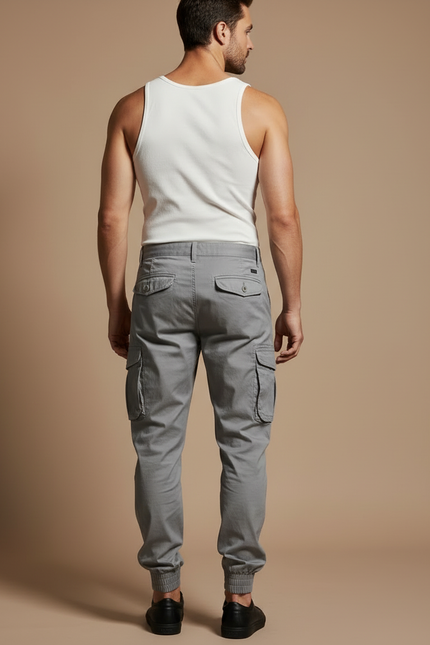 Pantalon Cargo Gris Homme Jogger Multi-Poches Décontracté - Gabardine - vue 2
