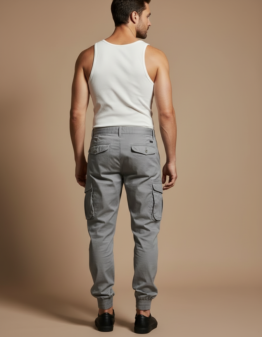 Pantalon Cargo Gris Homme Jogger Multi-Poches Décontracté - Gabardine - vue 2