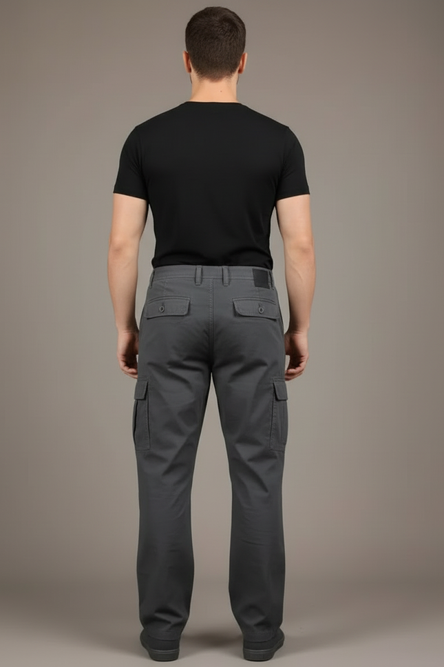 Pantalon Cargo Homme Gris Décontracté Multipoches Ample - Toile - vue 2