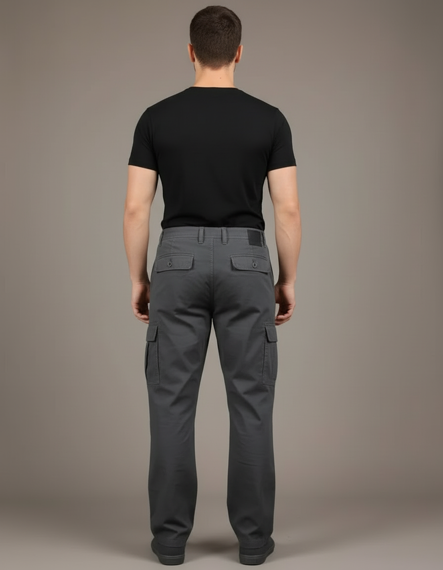 Pantalon Cargo Homme Gris Décontracté Multipoches Ample - Toile - vue 2