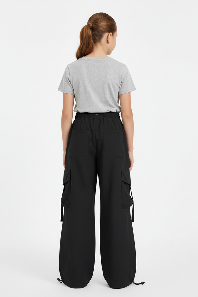 Pantalon Cargo Fille Noir Parachute Ripstop - Polyester - vue 2