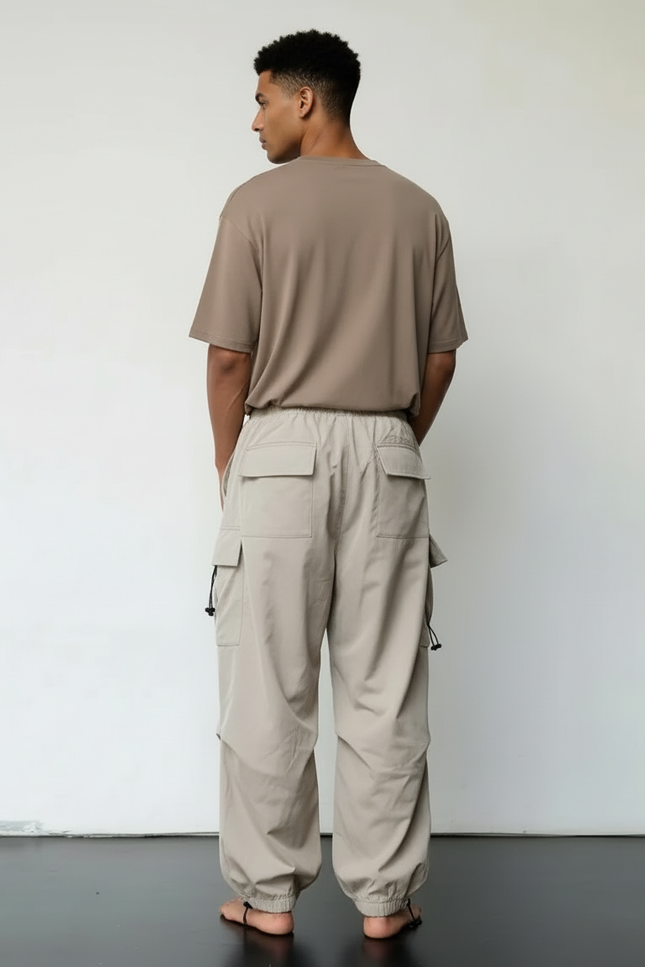Pantalon Cargo Beige Ample Multi-Poches Décontracté Homme - Polyester - vue 2