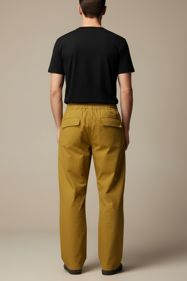 Pantalon Cargo Ample Jaune Moutarde Décontracté Multipoches - Toile - vue 2