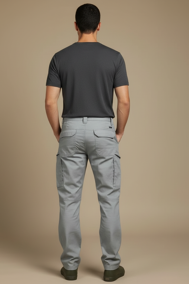 Pantalon Cargo Gris Homme Coton Multi-Poches Décontracté - Toile - vue 2