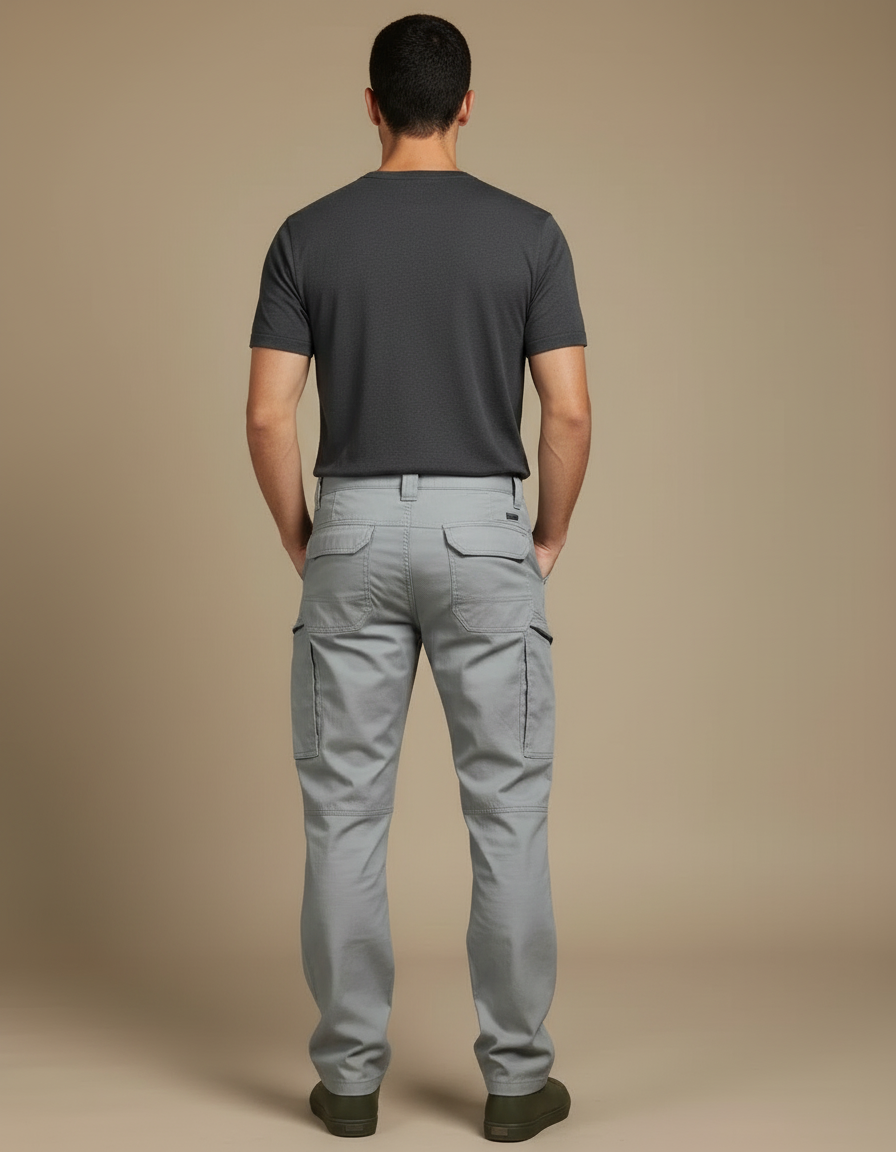 Pantalon Cargo Gris Homme Coton Multi-Poches Décontracté - Toile - vue 2
